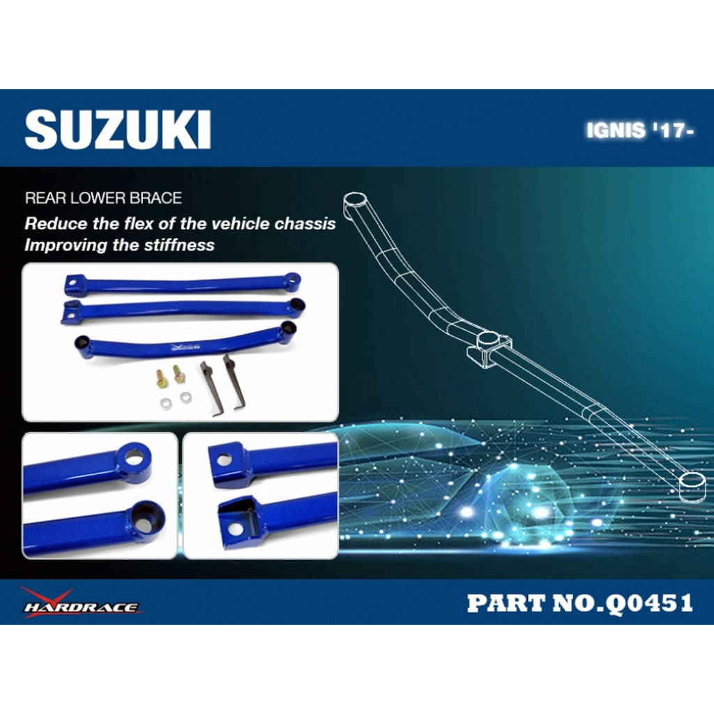 HARDRACE Q0451 SUZUKI IGNIS '17- REAR LOWER BRACE - 3PCS/SET Photo-2 