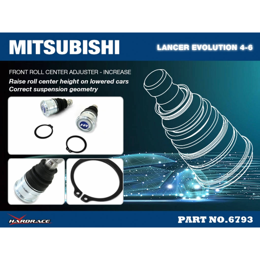 HARDRACE 6793 MITSUBISHI LANCER EVOLUTION 4-6 FRONT ROLL CENTER ADJUSTER INCREASE 15MM - 2PCS/SET Photo-1 