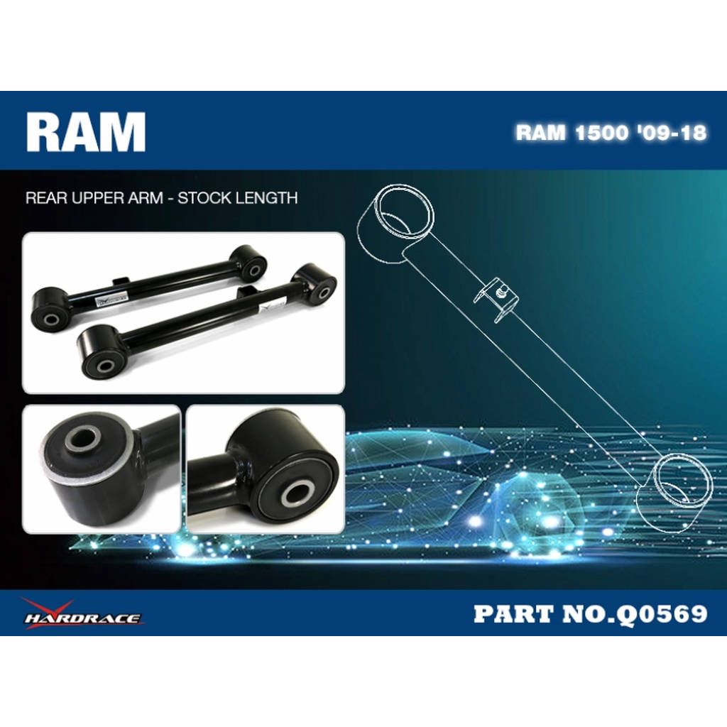 HARDRACE Q0569 RAM 1500 '09-18 REAR UPPER ARM - STOCK LENGTH (HARDEN RUBBER) - 2PCS/SET Photo-1 