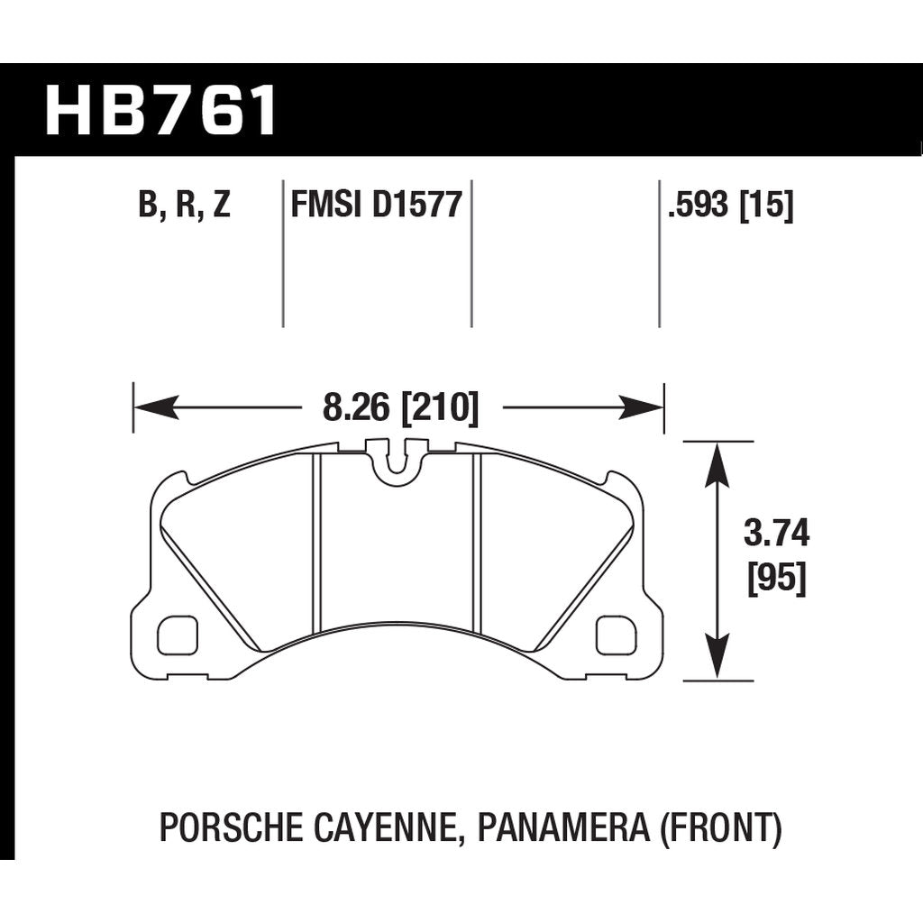 HAWK HB761N.593 Brake Pads Street HP+ Front PORSCHE Cayenne GTS/Turbo/Turbo S/Macan GTS/Turbo/Panamera 4 Photo-2 