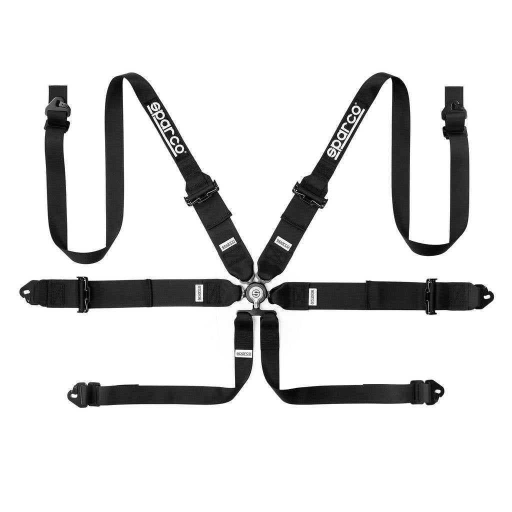 SPARCO 04818RH1NR Harness belts COMPETITION H-3+2, 6 point, pull up, steel adjusters, HANS, FIA 8853-2016, black Photo-0 