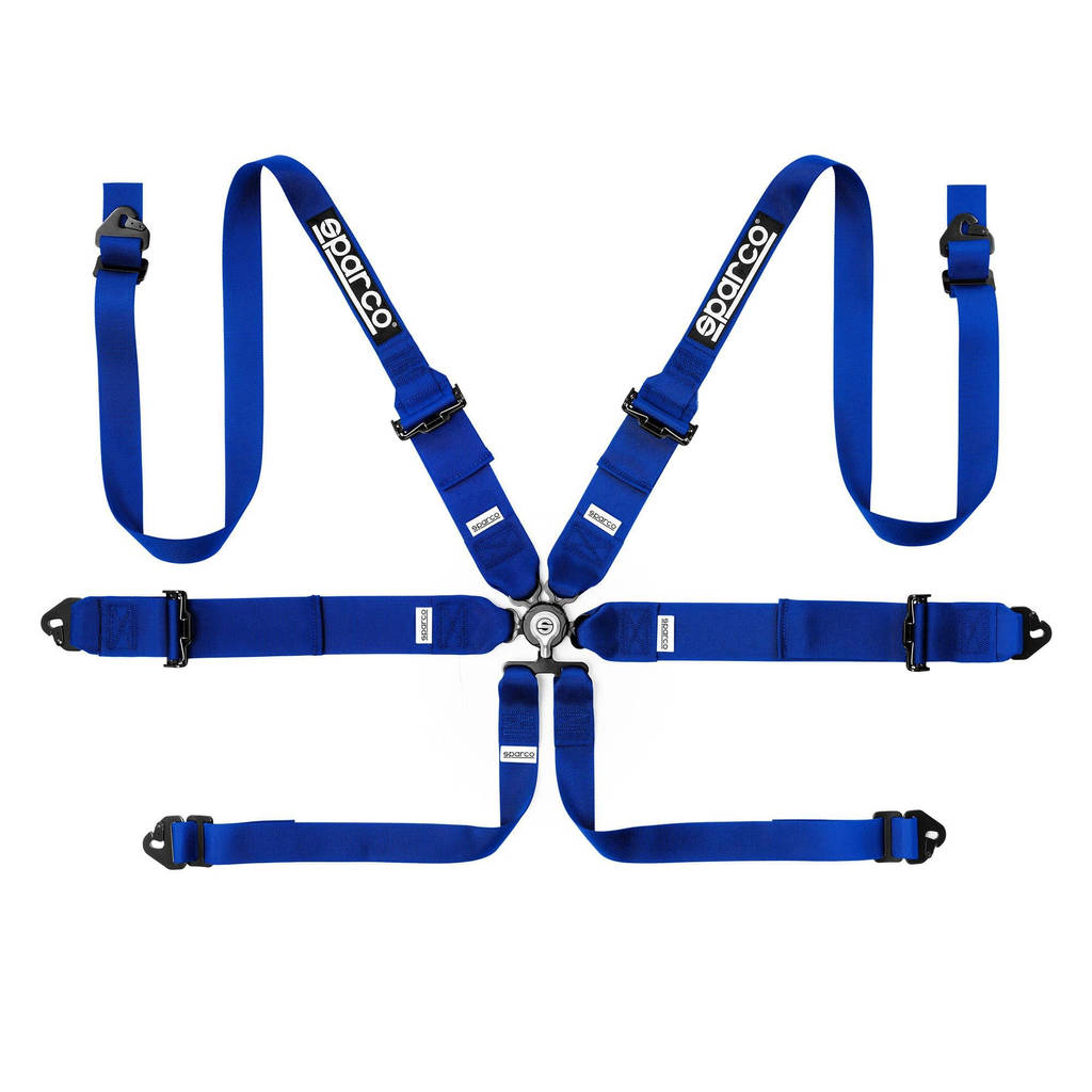 SPARCO 04818RH1AZ Harness belts COMPETITION H-3+2, 6 point, pull up, steel adjusters, HANS, FIA 8853-2016, blue Photo-0 