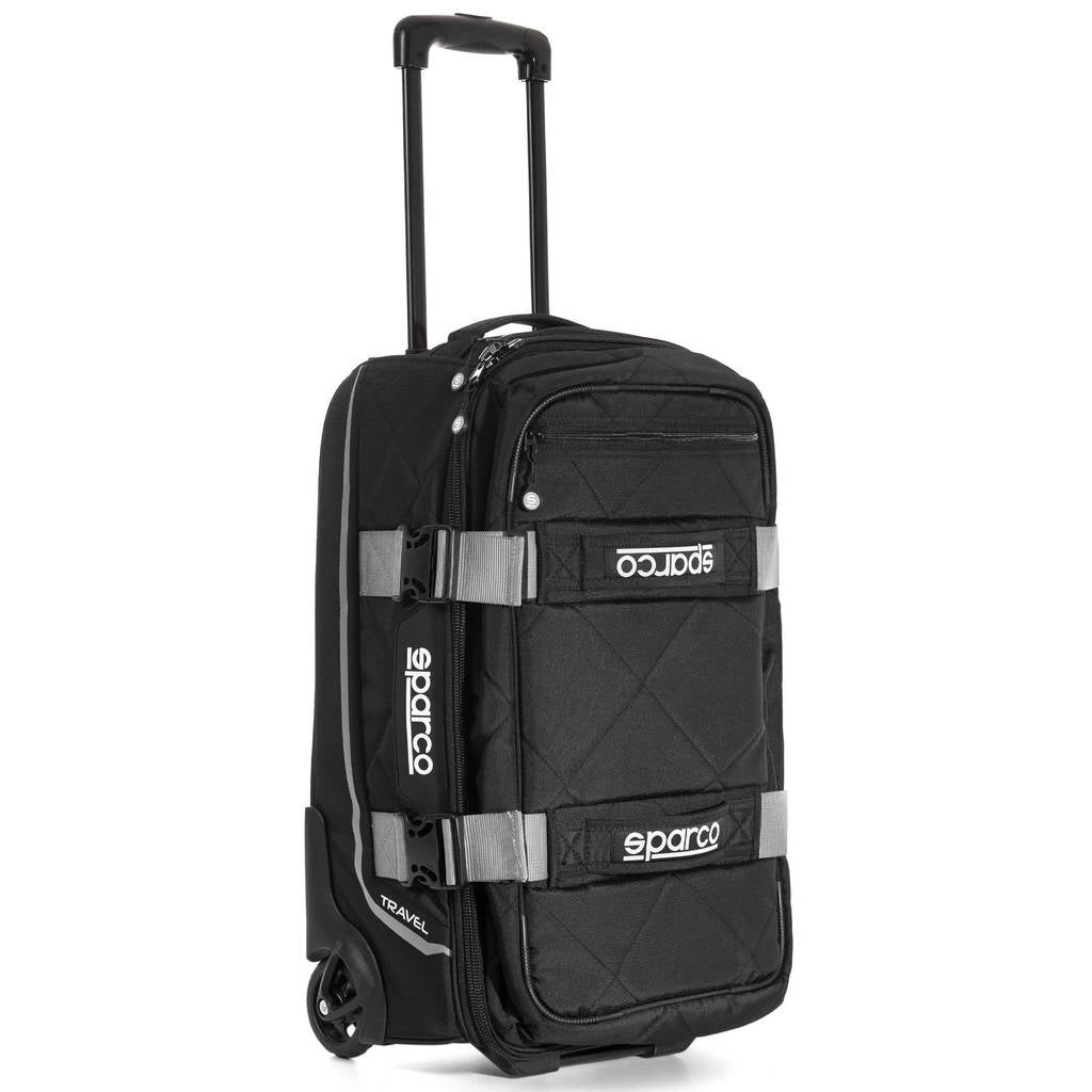 SPARCO 016438NRSI TRAVEL BAG SOFT CABIN SIZE TROLLEY, 3 kg, 25x55x35 cm, black/silver Photo-0 