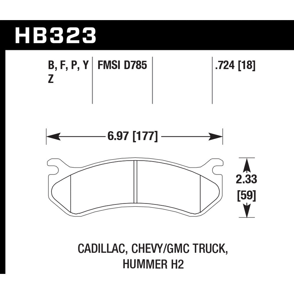 HAWK HB323Y.724 Rear brake pads HUMMER H2 2003-09 Photo-2 