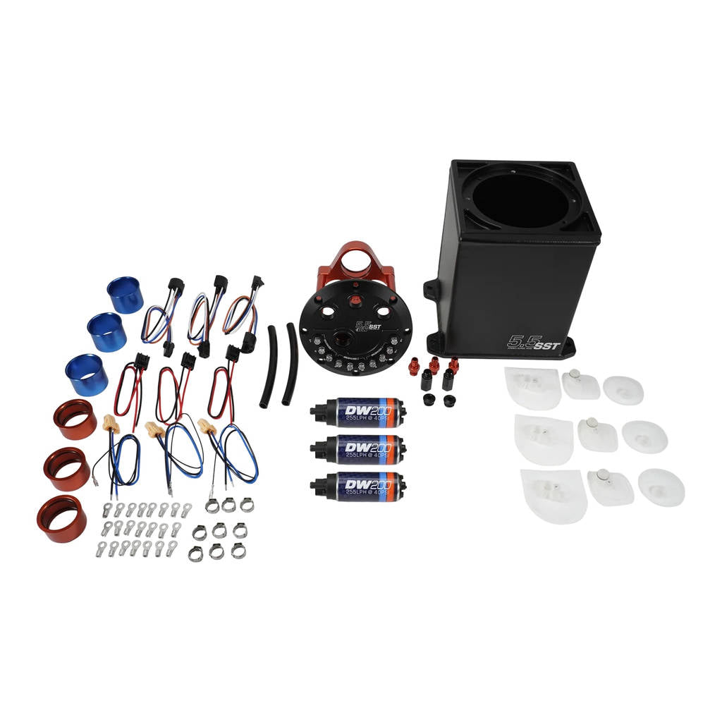 DEATSCHWERKS 6-201-55ST 5.5L Staged Surge Tank, UNIVERSAL. Includes 3 DW200 Fuel Pumps. Photo-0 