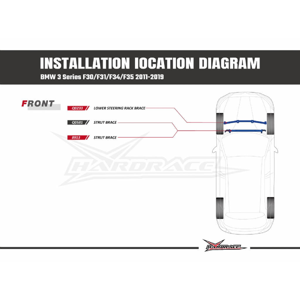 HARDRACE 8913 BODY REINFORCED BAR MERCEDES-Benz BMW F30 3'S 12- Photo-9 