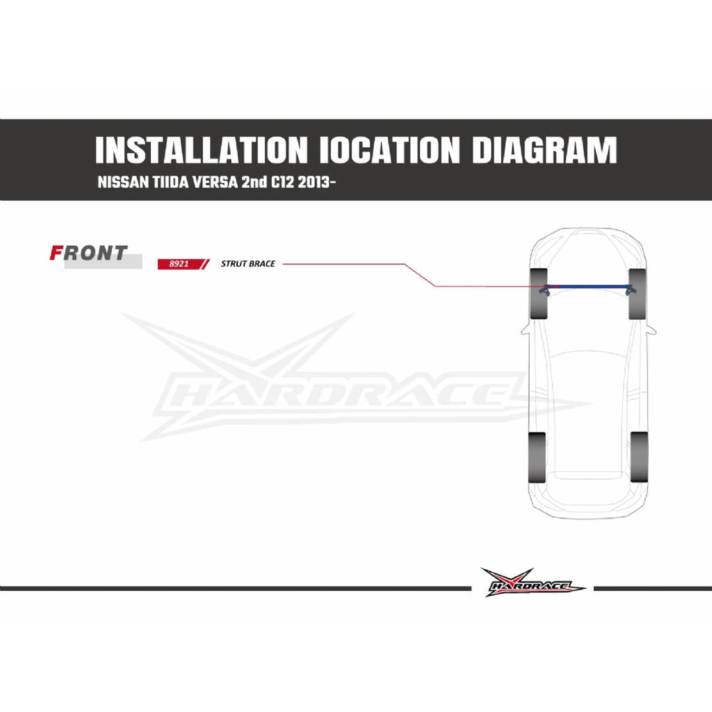 HARDRACE 8921 BODY REINFORCED BAR NISSAN TIIDA MK2 11- Photo-9 