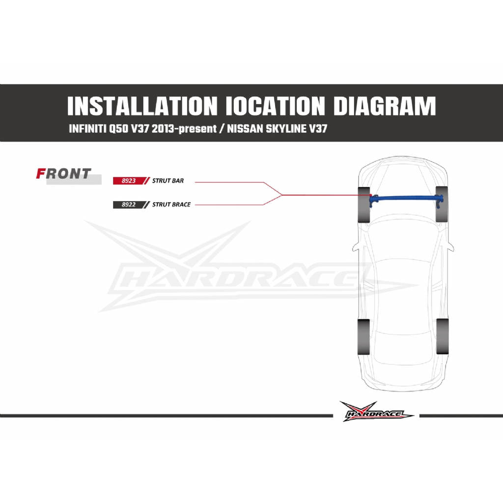HARDRACE 8923 BODY REINFORCED BAR INFINITI Q50 V37 14- Photo-9 