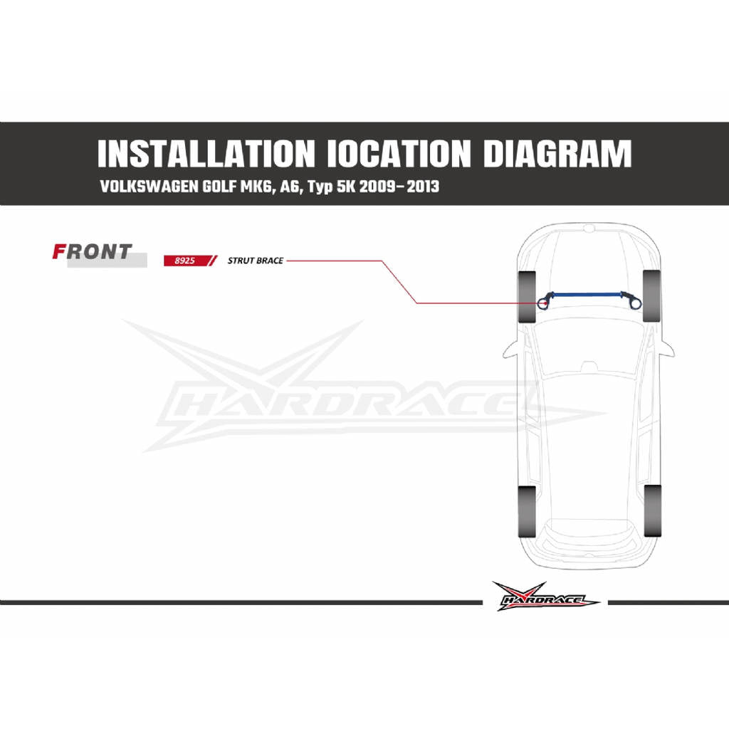 HARDRACE 8925 BODY REINFORCED BAR VW GOLF MK6 PQ35 5K 08-13 Photo-9 