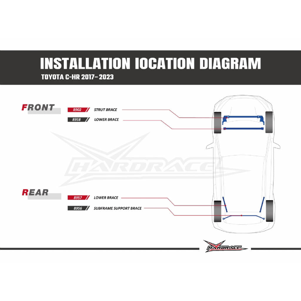 HARDRACE 8956 BODY REINFORCED BAR TOYOTA C-HR 17- Photo-8 