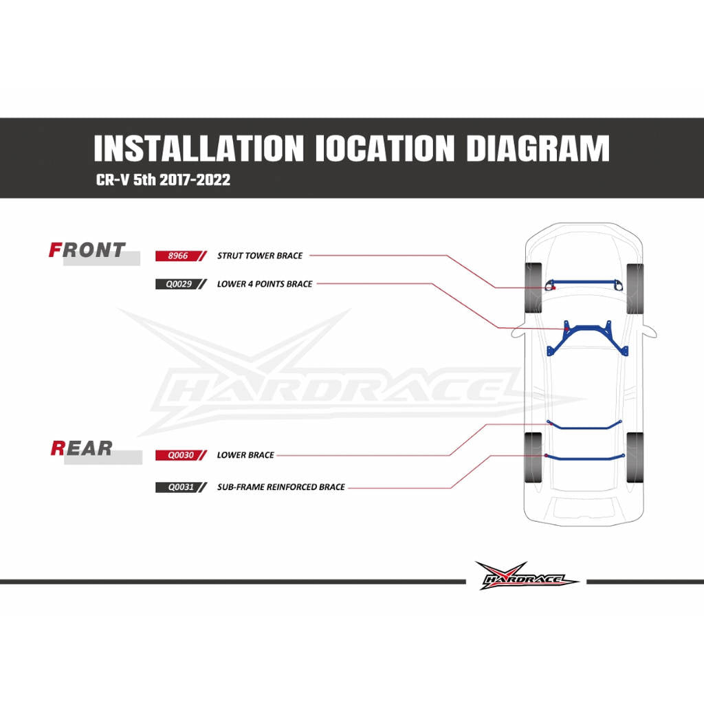 HARDRACE Q0030 BODY REINFORCED BAR HONDA CRV 5TH 17- Photo-9 