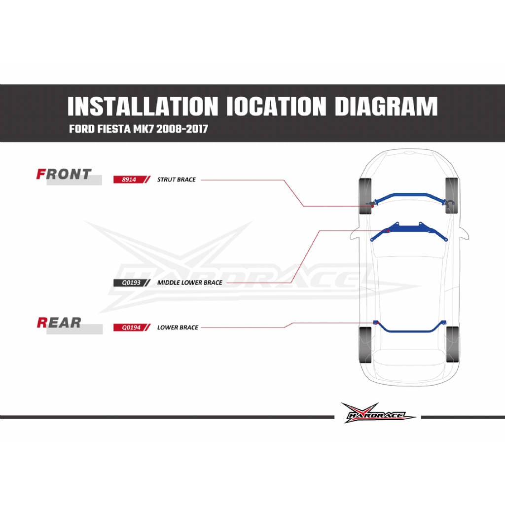 HARDRACE Q0194 BODY REINFORCED BAR FORD FIESTA 13- Photo-4 
