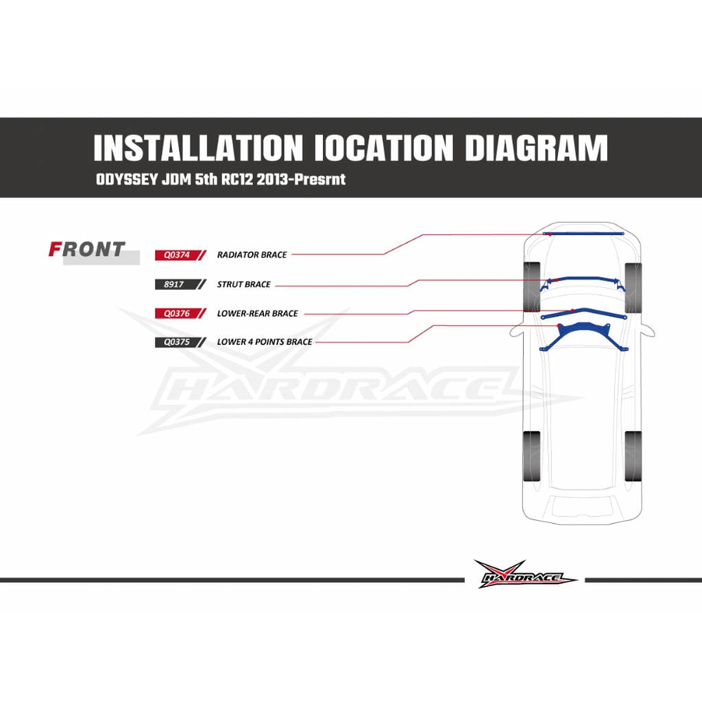 HARDRACE Q0374 BODY REINFORCED BAR HONDA ODYSSEY RC1/2 13- Photo-9 