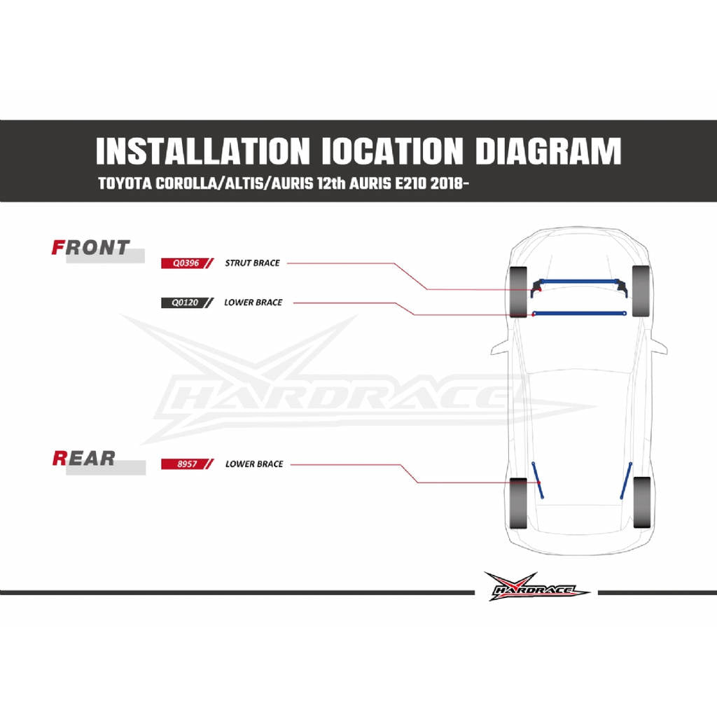 HARDRACE Q0396 BODY REINFORCED BAR TOYOTA AURIS E210 18- Photo-8 