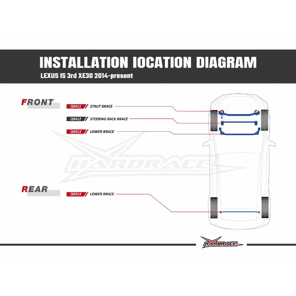 HARDRACE Q0412 BODY REINFORCED BAR LEXUS LEXUS IS XE30 13- Photo-6 