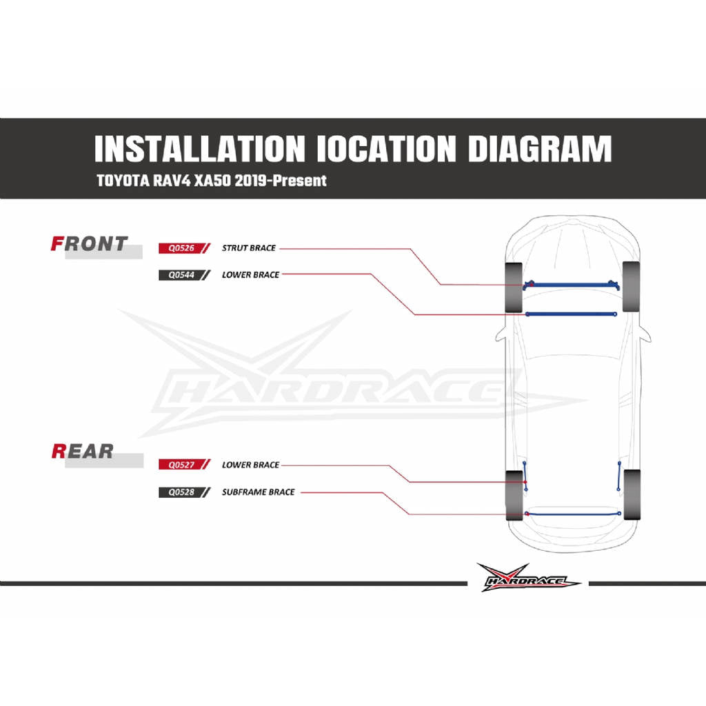 HARDRACE Q0544 BODY REINFORCED BAR TOYOTA RAV4 XA50 19- Photo-6 