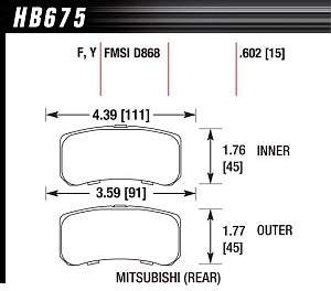 HAWK HB675F.602 Rear brake pads for MITSUBISHI Lancer Ralliart 2009+ / Lancer GTS Photo-1 