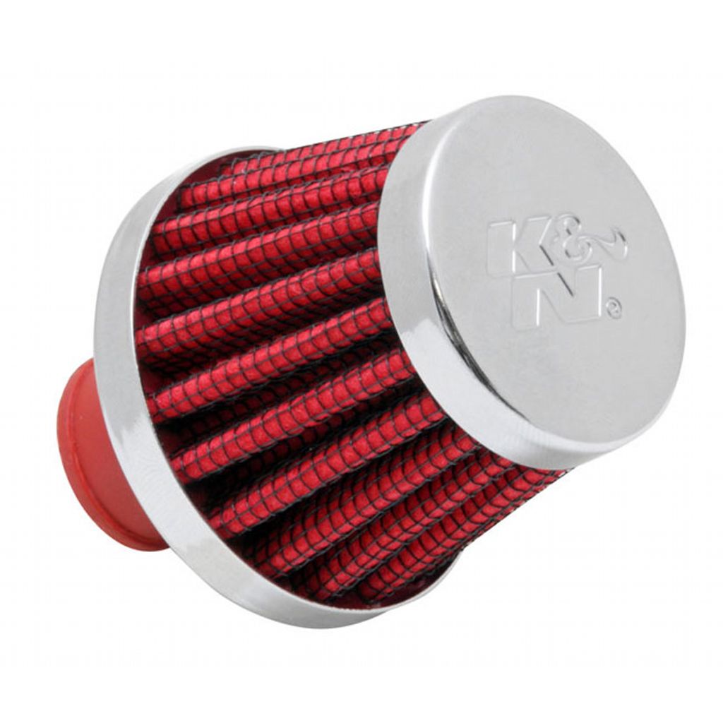 K&N 62-1600RD-L Vent Air Filter Multi Lingual 3/8"-1/2"ID FLG X 2"OD B X 1-3/4"H X 1.5" TP CR – MULTI LANGUAGE Photo-0 