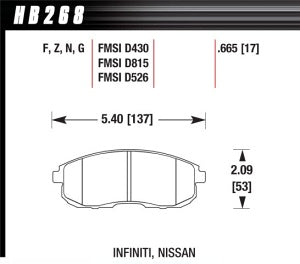 HAWK HB268F.665 Front brake pads INFINITI G35/NISSAN 350Z (non-Brembo)/JUKE Photo-1 