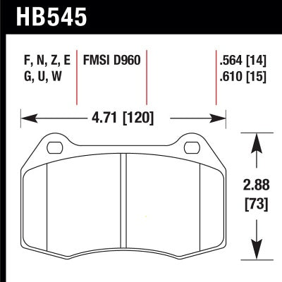 HAWK HB545F.564 Front brake pads NISSAN 350Z with Brembo calipers/INFINITI G37 Photo-1 