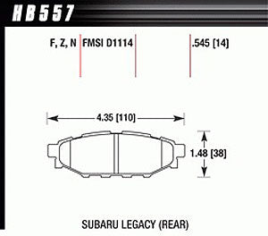 HAWK HB557F.545 Rear brake pads for SUBARU Forester 2008+ / Impreza WRX 2008+ / Legacy / BRZ Photo-6 