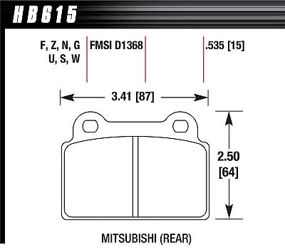 HAWK HB615F.535 Rear brake pads for MITSUBISHI EVO X Photo-5 