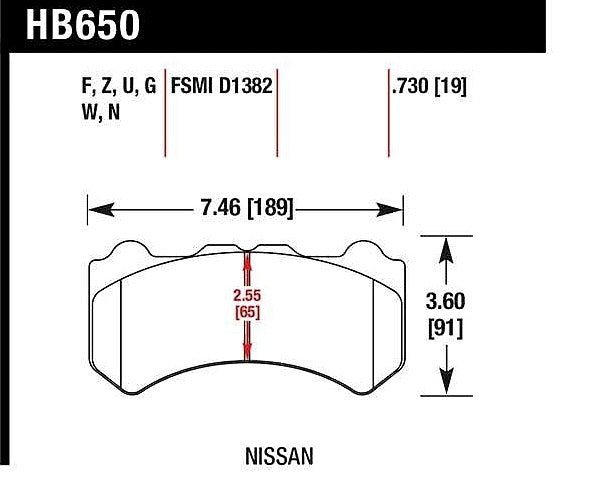 HAWK HB650F.730 Front brake pads for NISSAN GT-R R35 2009+ Photo-4 