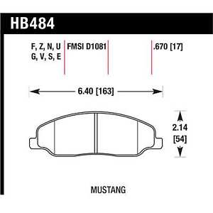 HAWK HB484F.670 Front brake pads FORD Mustang GT 2005-2010 Photo-1 