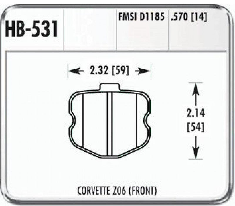 HAWK HB531F.570 Front brake pads CHEVROLET CORVETTE Z06 2005-2012 Photo-1 