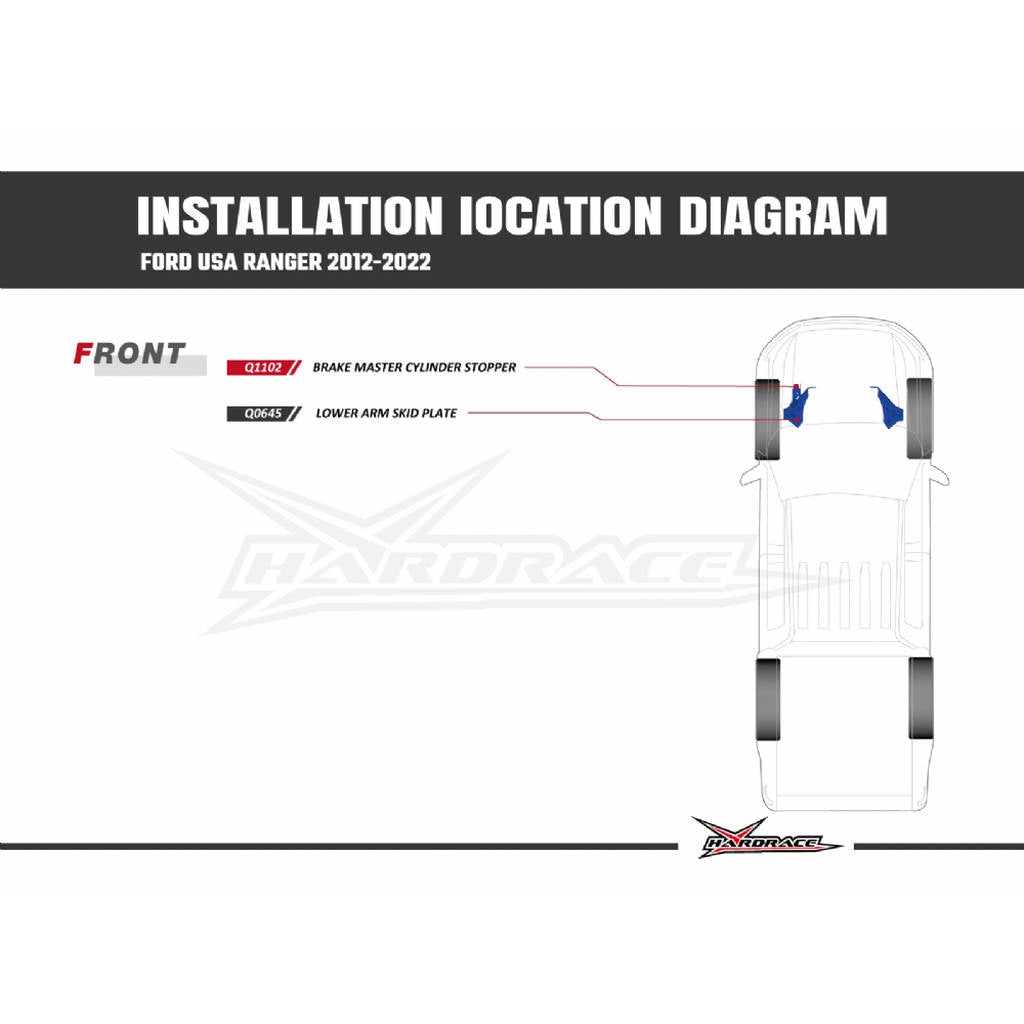 HARDRACE Q0645 FRONT LOWER ARM SKID PLATE - 2PCS/SET FORD RANGER '11-18/EVEREST '15-18/MAZDA BT-50 '11- Photo-9 