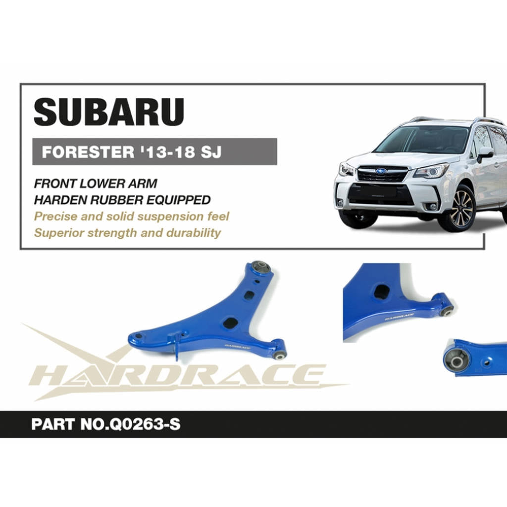 HARDRACE Q0263-S FRONT LOWER CONTROL ARM, STREET VERSION (HARDEN RUBBER) - 2PCS/SET SUBARU FORESTER '13-18 Photo-1 