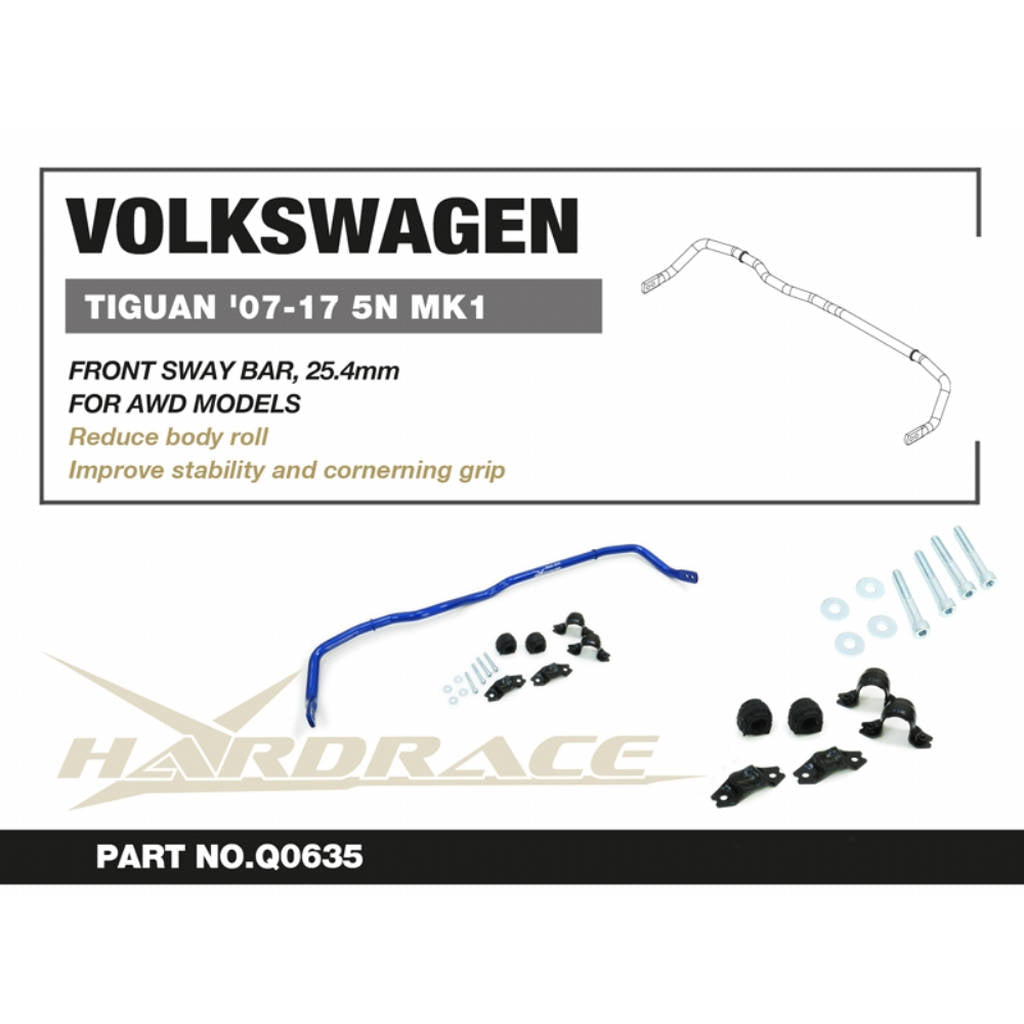 HARDRACE Q0635 FRONT SWAY BAR 25.4mm VW TIGUAN '07-16 Photo-2 