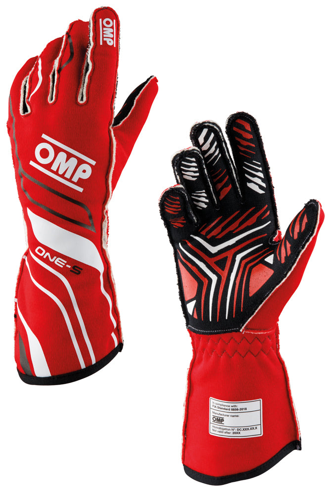 OMP IB0-0770-A01-061-L (IB/770/R/L) ONE-S my2020 Racing gloves, FIA 8856-2018, red, size L Photo-0 