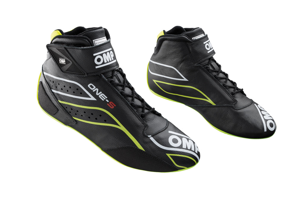 OMP IC0-0822-A01-178-39 (IC/82217839) ONE-S my2020 Racing shoes, FIA 8856-2018, black/yellow fluo, size 39 Photo-0 