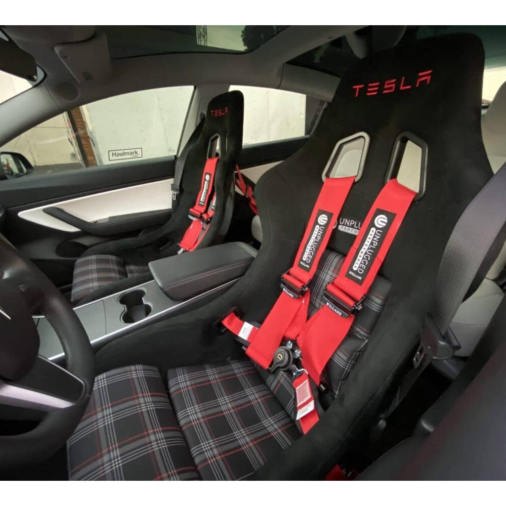 UNPLUGGED PERFORMANCE UP-MU-002-4.1 Racing Harness 4 Point, Black, Right for TESLA Model 3 / Model Y Photo-0 