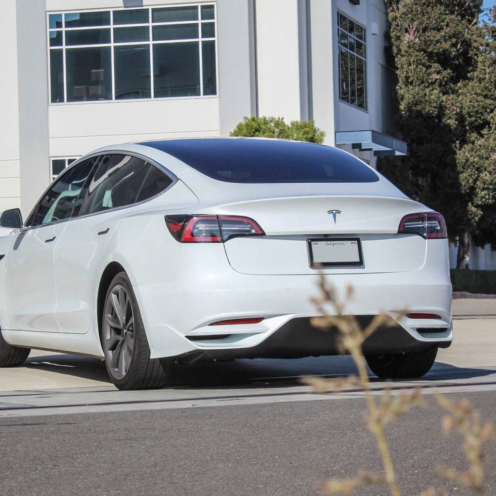 UNPLUGGED PERFORMANCE UP-M3-304-4.1 Ascension Rear Bumper - Optional Ascension-R Rear Diffuser Fins, Dry Carbon Gloss Clear for TESLA Model 3 Photo-2 