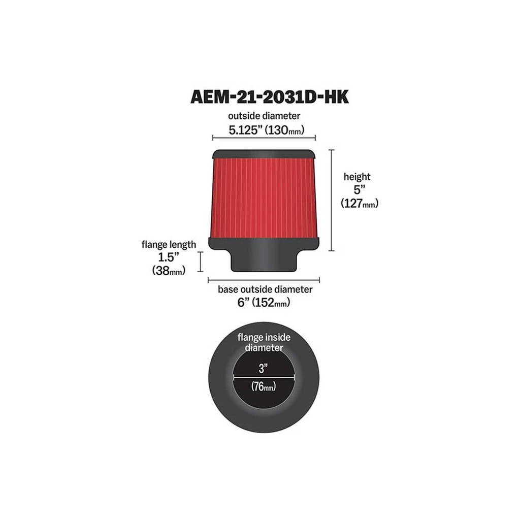 AEM 21-2031D-HK Induction Dryflow Synthetic DryFlow Air Filte Photo-2 