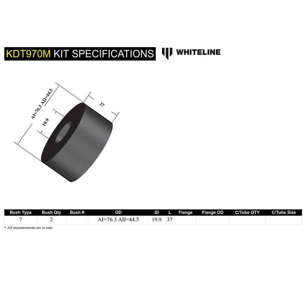 WHITELINE KDT970M Front Lower Engine Mount - Bushing Kit for Hyundai/Kia Photo-3 