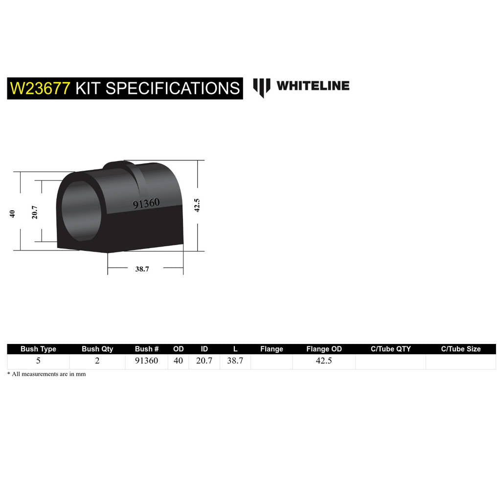 WHITELINE W23677 Sway Bar Bushing Service Kit Photo-4 