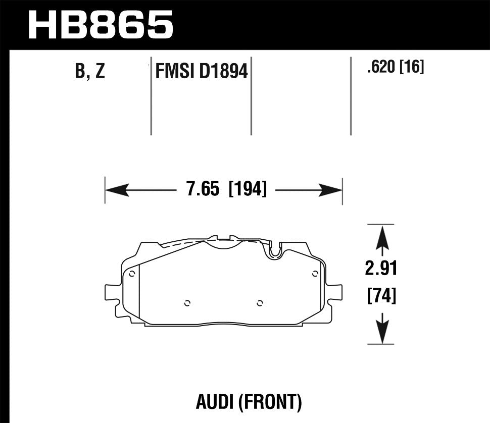 HAWK HB865B.620 Front brake pads Street HPS 5.0 AUDI RS4, RS5, A4 B9, A5 F53, Q5 FYB, Q7 4MB, (Akebono) Photo-0 