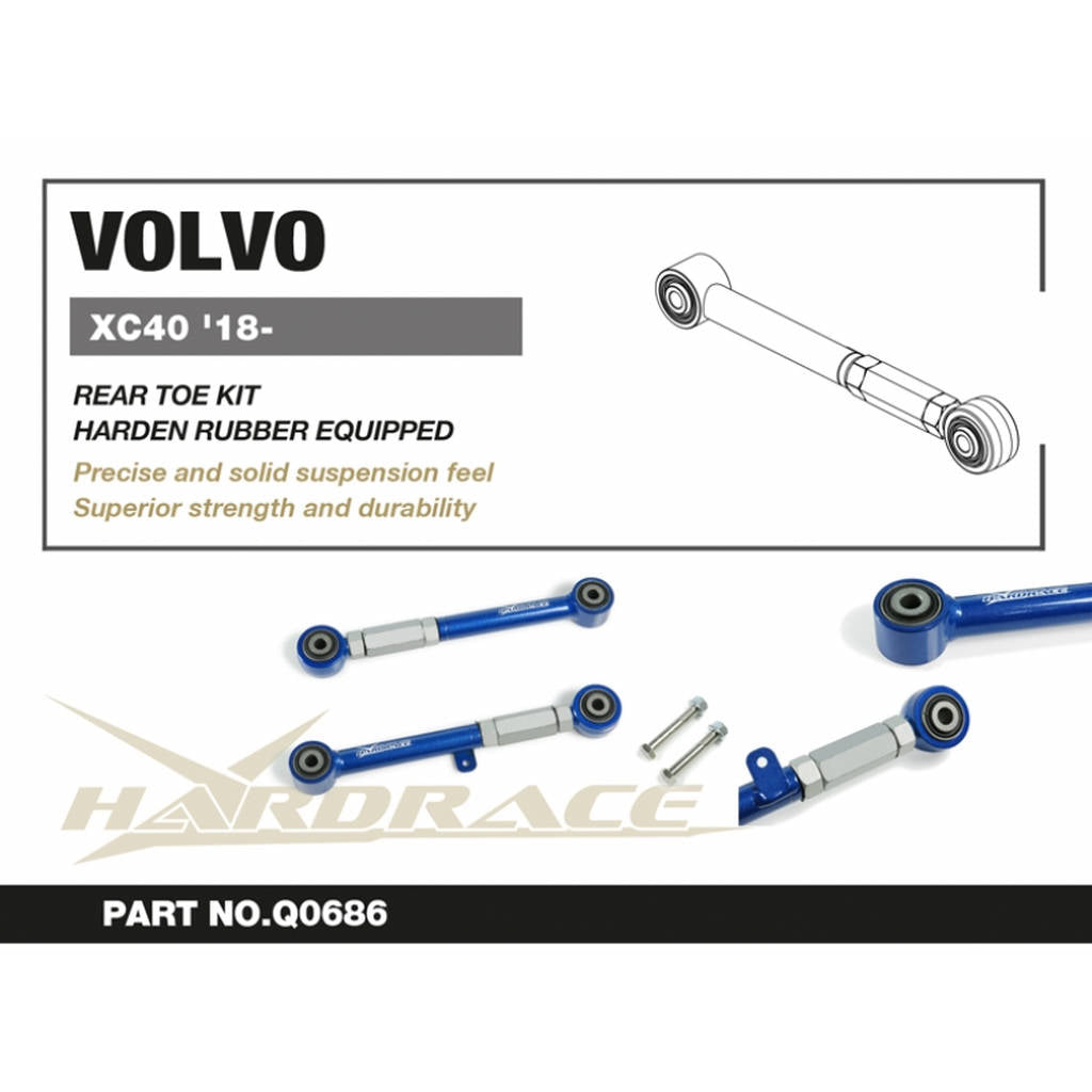 HARDRACE Q0686 VOLVO XC40 '18-/ LYNK&CO 01 '17- REAR TOE KIT (HARDEN RUBBER) - 2PCS/SET Photo-1 
