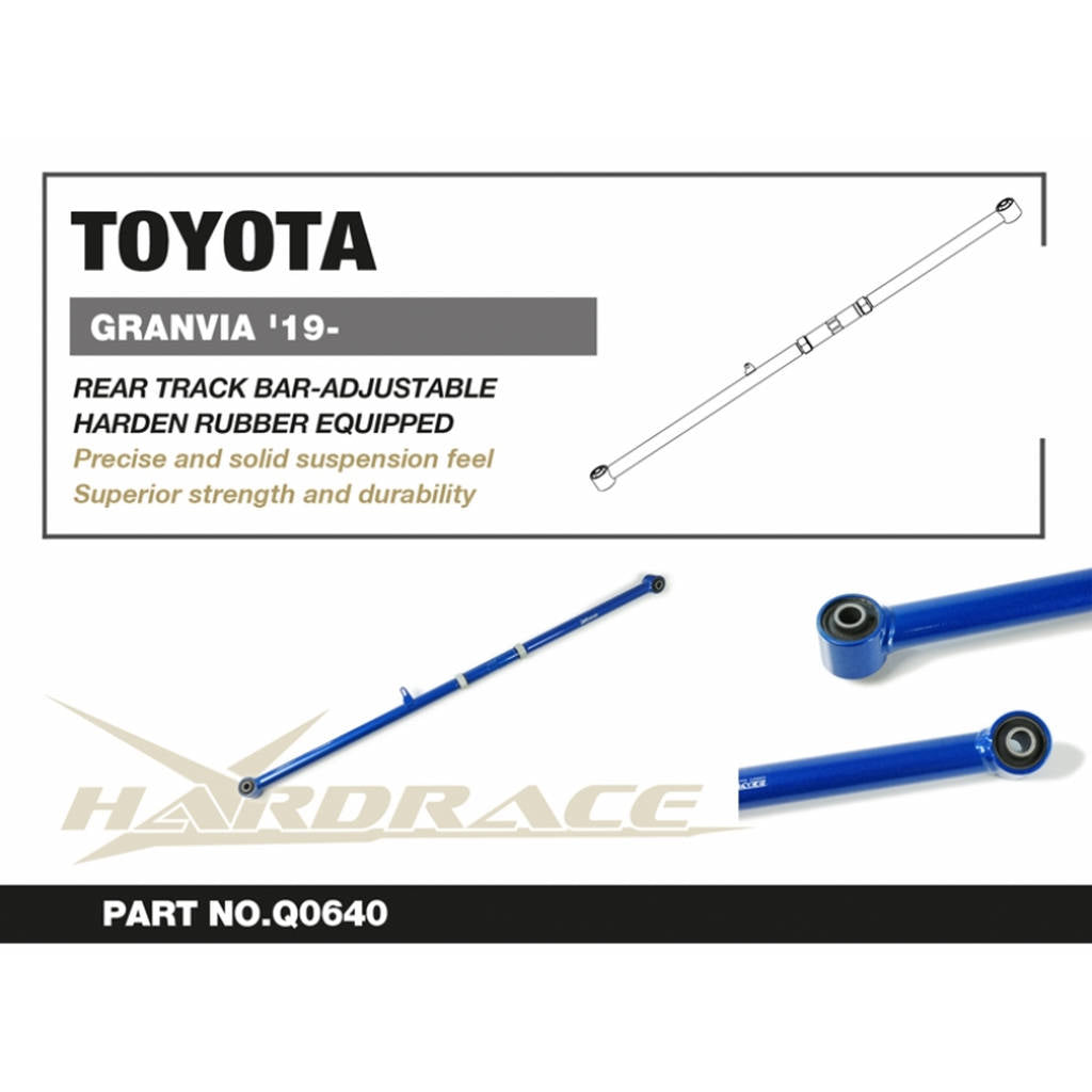 HARDRACE Q0640 TOYOTA GRANVIA/GRANACE '19- REAR TRACK BAR-ADJUSTABLE (HARDEN RUBBER) - 1PCS/SET Photo-1 