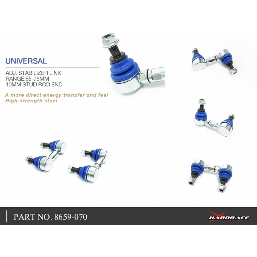 HARDRACE 8659-070 UNIVERSAL ADJ. STABILIZER LINK 2PCS/SET RANGE:65-75MM - 10MM STUD ROD END Photo-4 