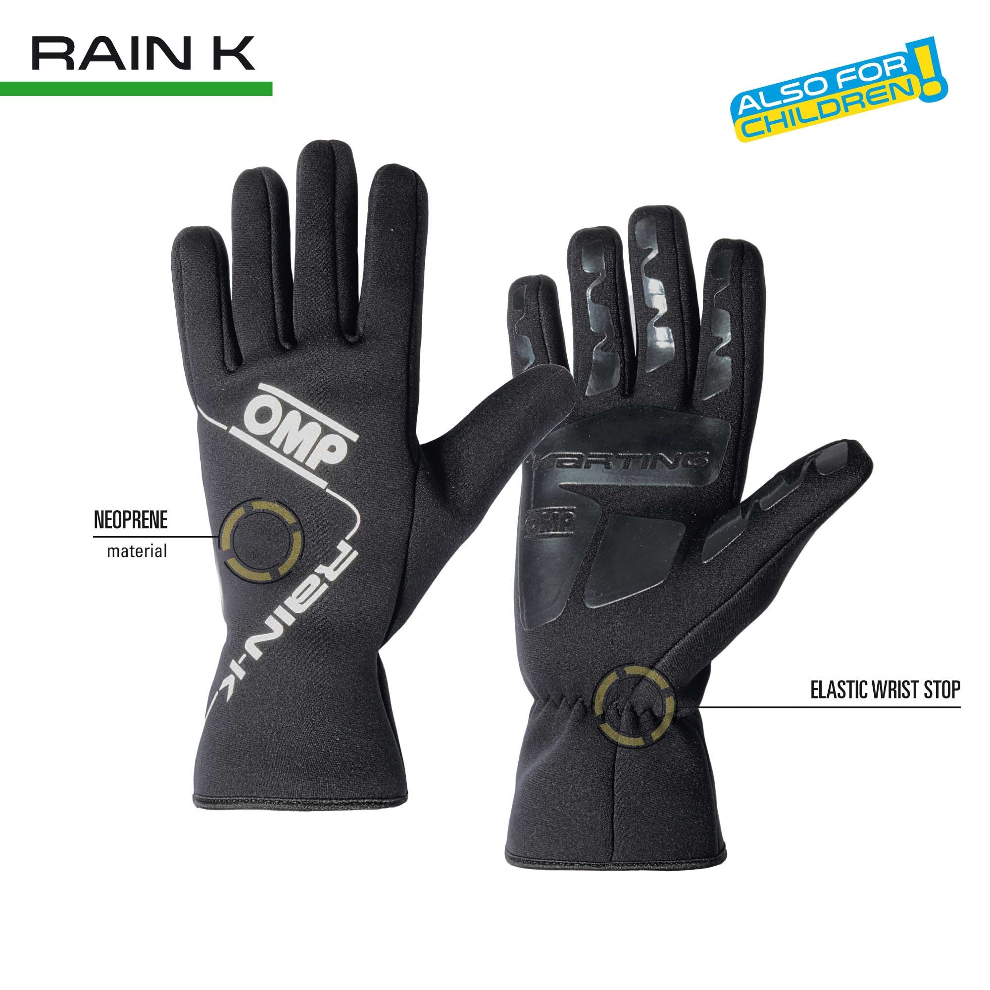 OMP KB0-2739-A01-071-M Karting Gloves Rain K, Black, Size M Photo-3 