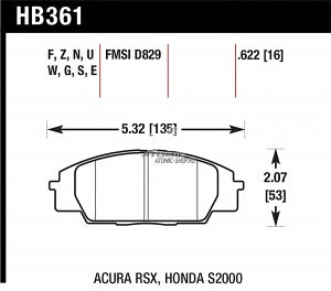 HAWK HB361F.622 Brake Pads Civic Si 06+ Photo-1 