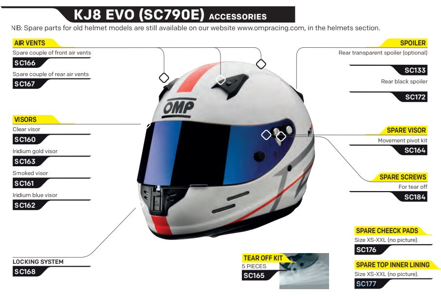 OMP SC0-0176-M (SC176M) Replacement cheek pads for KJ-8 helmet, size M Photo-0 