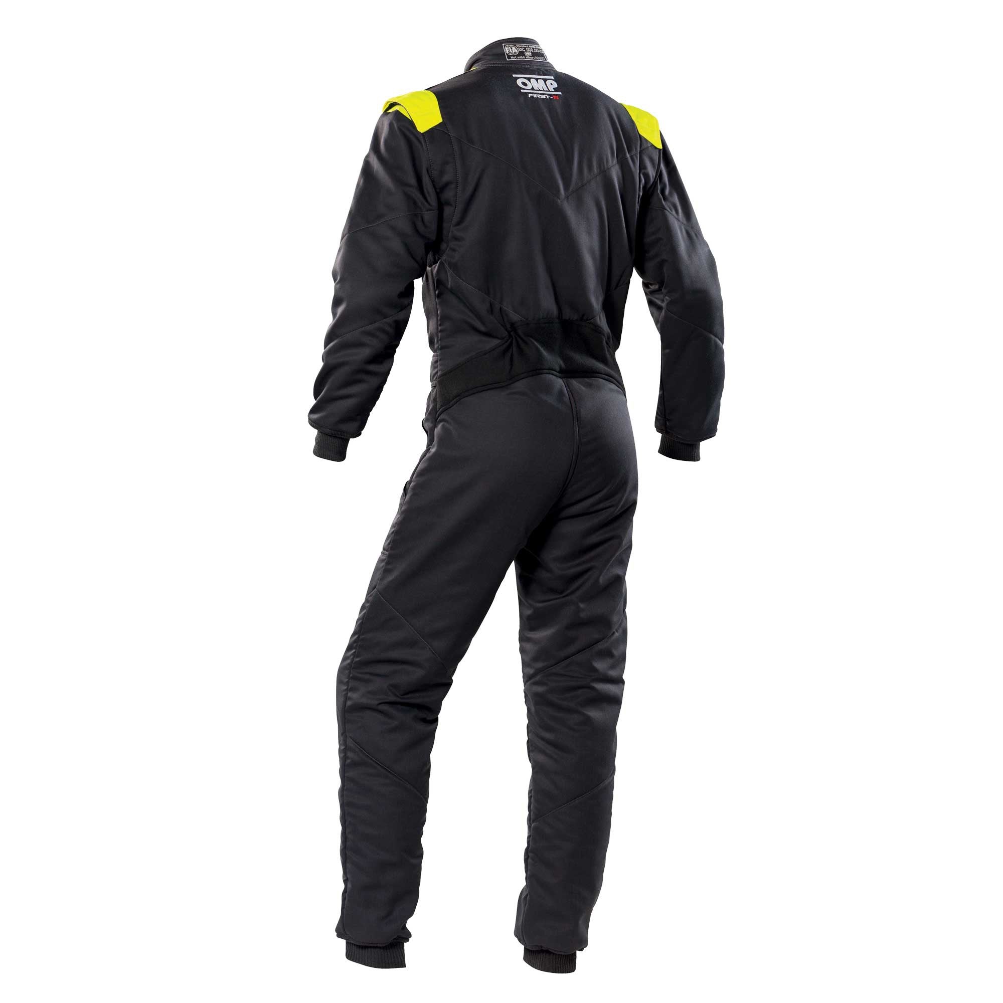 OMP IA0-1828-E01-184-52 (IA01828D18452) Racing suit FIRST-S MY2020, FIA 8856-2018, Anthracite / Fluo yellow, size 52 Photo-1 