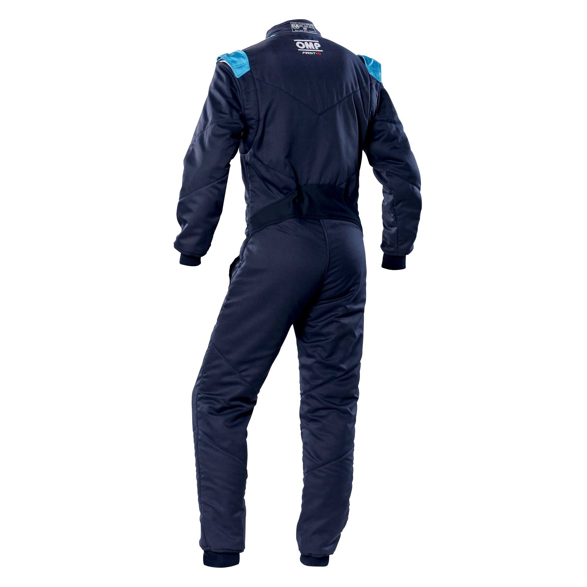 OMP IA0-1828-E01-244-56 (IA01828D24456) Racing suit FIRST-S MY2020, FIA 8856-2018, navy blue/cyan, size 56 Photo-1 