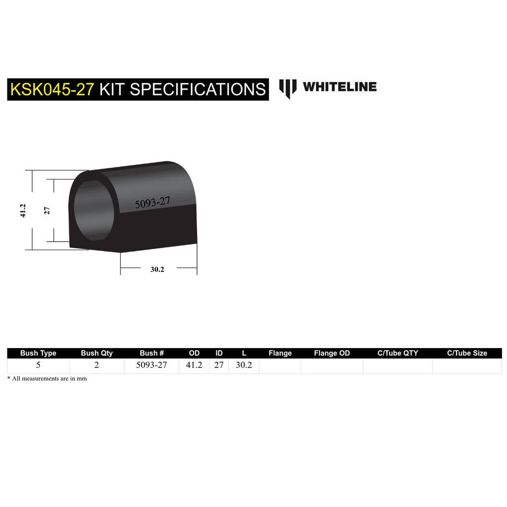 WHITELINE KSK045-27 Sway Bar Bushing Service Kit Photo-4 