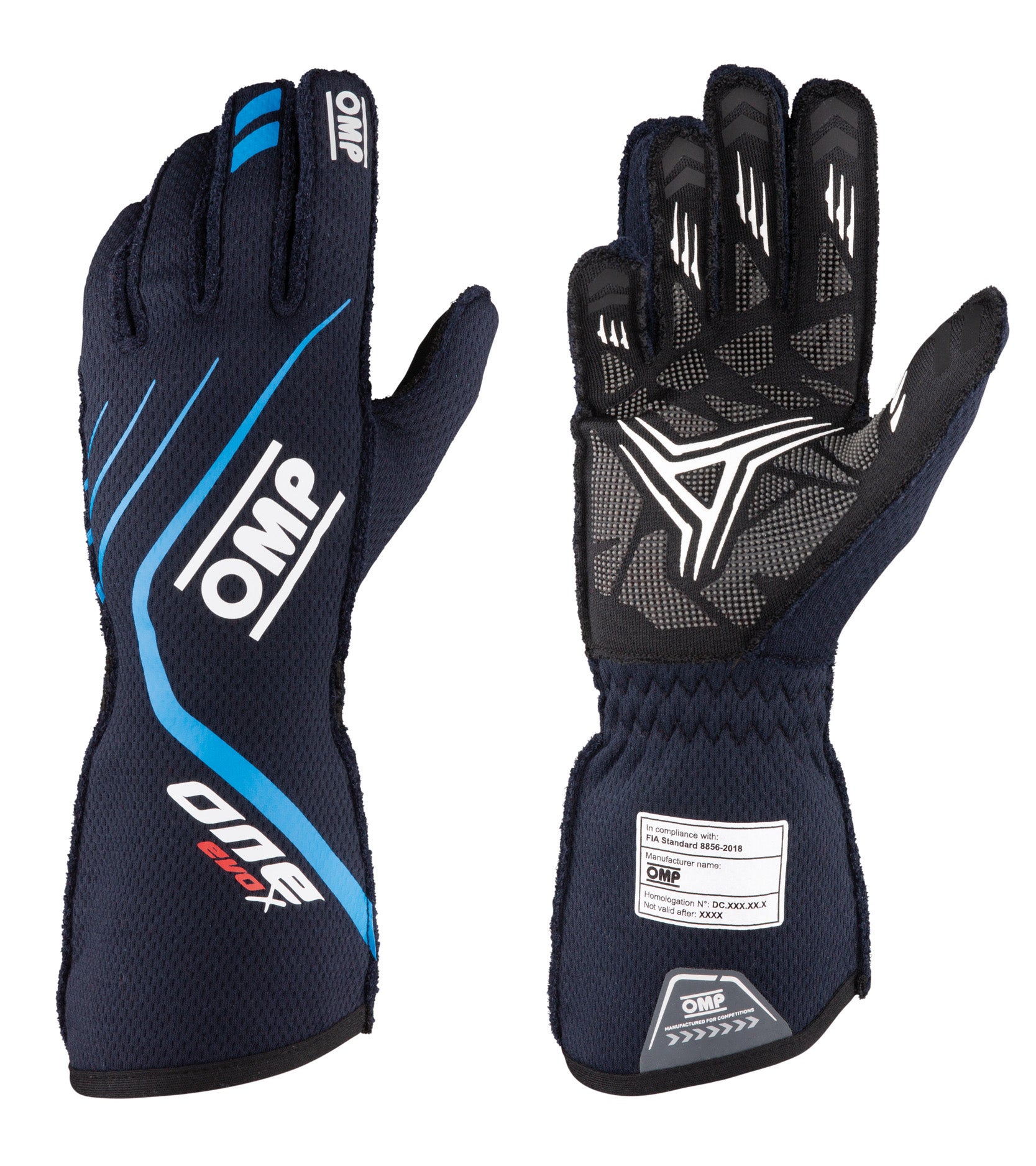 OMP IB0-0771-A01-244-M (IB/771/BC/M) ONE EVO X Racing gloves, FIA 8856-2018, blue/cyan, size M Photo-0 